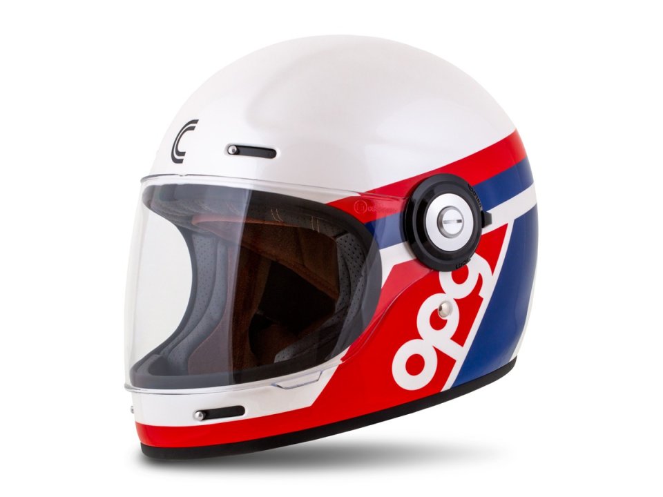 Cassida Fibre OPG Üvegszálas Zárt Bukósisak (Fehér-piros-kék)